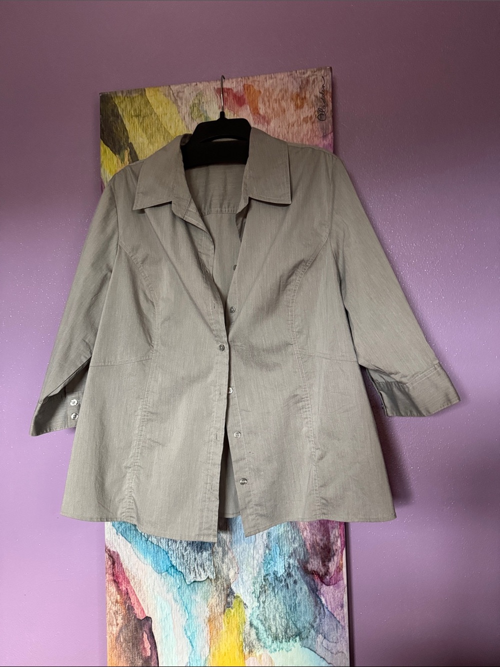 Fashion Bug Light Gray Button-Front Women's Shirt